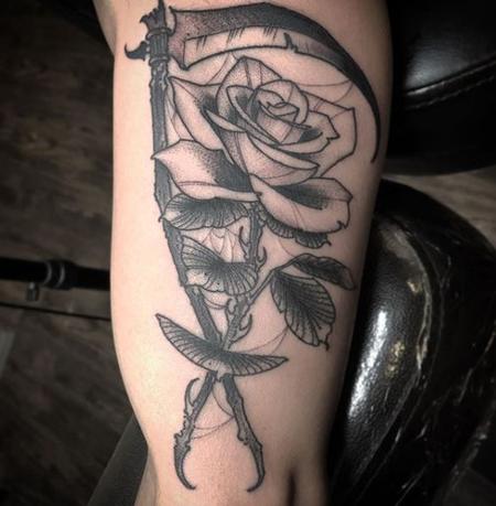 Tattoos - Billy Williams Rose and Scythe - 140102